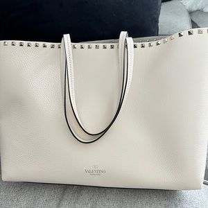Authentic Valentino rock stud ivory tote